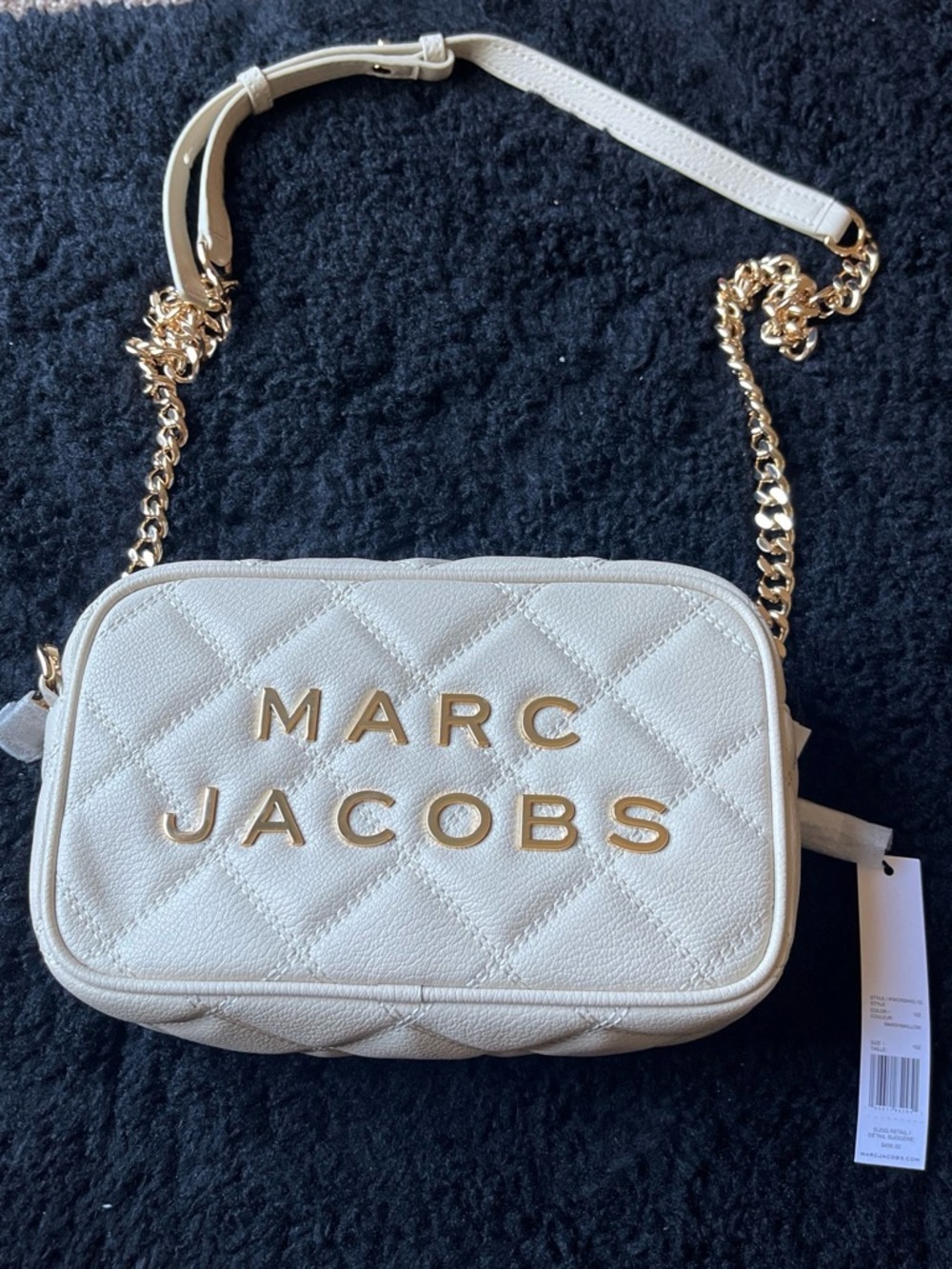 Marc Jacobs Cream Quilted Crossbody with Gold Chain